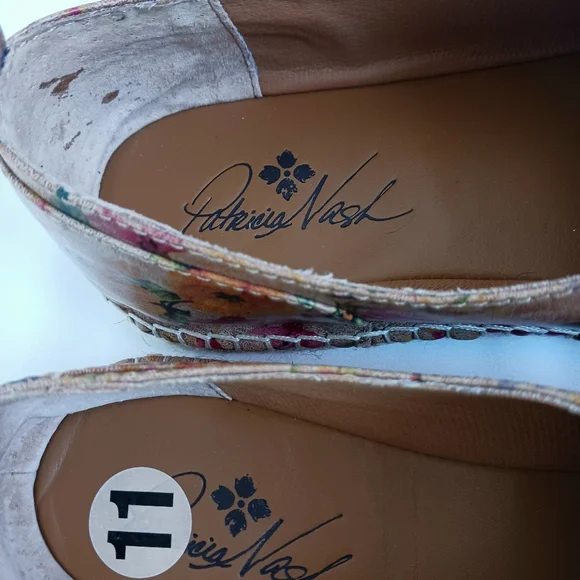 New PATRICIA NASH Italian Leather Espradrills Floral Print Resort Flats Size 11 - Picture 11 of 13